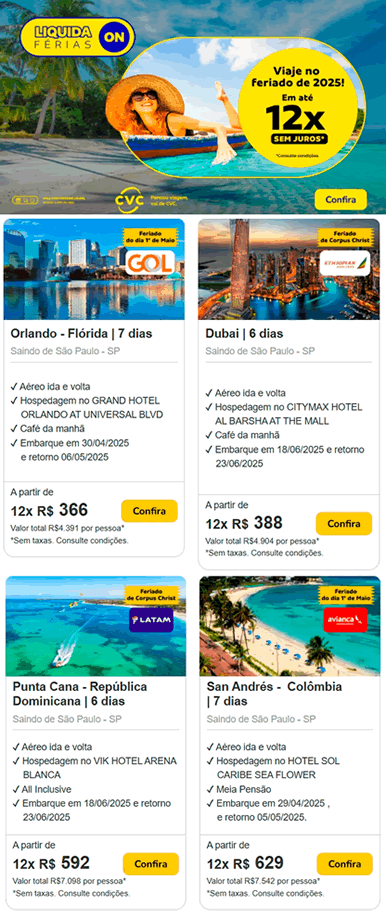 Aproveite o Feriado de 2025! Planeje sua viagem INTERNACIONAL